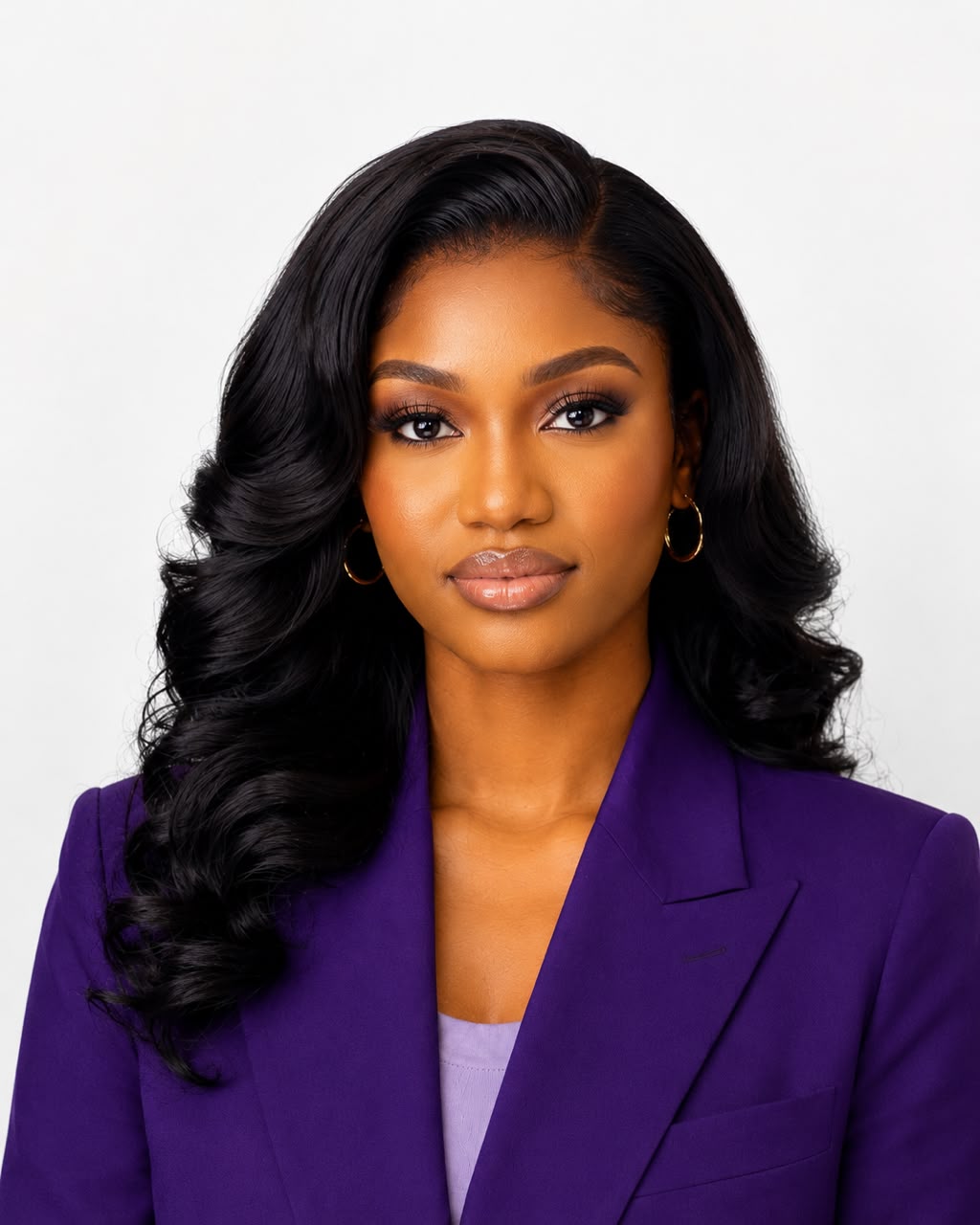 Esther Daniels wearing a purple blazer, professional portrait